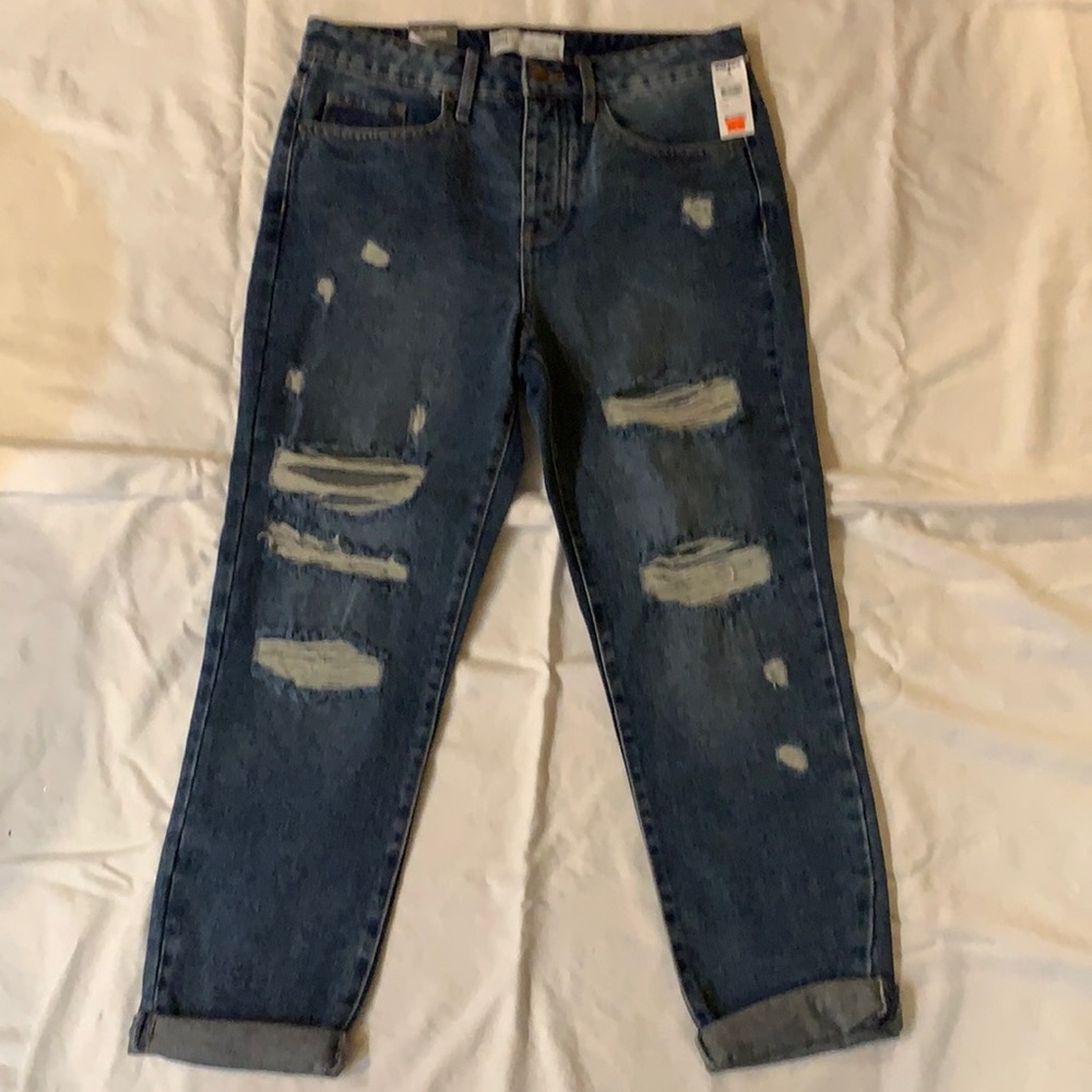 RSQ Boyfriend Cropped Ripped Jeans Size 5